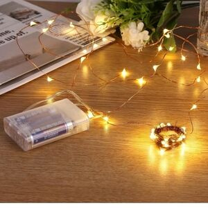 Battery Operated White Copper LED Fairy Lights - Home Party Supplies